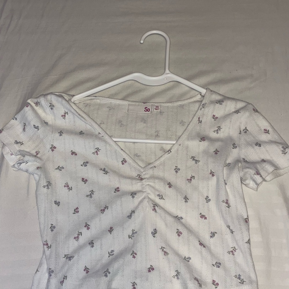 White Floral Crop Top